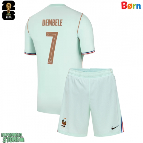 Frankrig Ousmane Dembele #7 Replika Babytøj Udebanesæt Børn VM 2026 Kortærmet (+ Korte bukser)